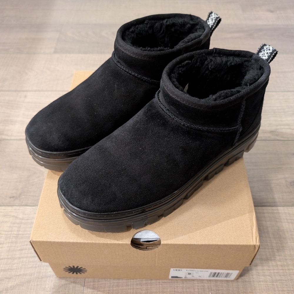 Ugg Classic Ultra Mini Clear Boots Black Size 8 Women's